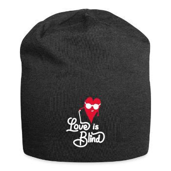 Cœur aveugle avec lunettes et slogan d'amour - Bonnet en jersey - charbon - Devant