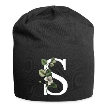 lettre S botanique vert - Bonnet en jersey - noir - Devant