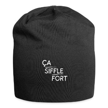 Ça siffle fort motif Blanc - Bonnet en jersey - noir - Devant