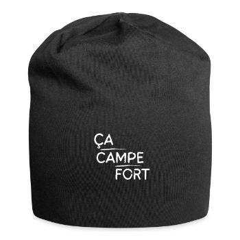 Ça campe fort motif Blanc - Bonnet en jersey - noir - Devant