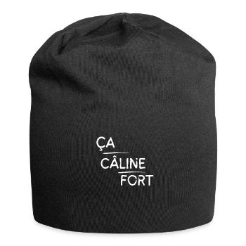 Ça câline fort motif Blanc - Bonnet en jersey - noir - Devant