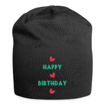 HAPPY BIRTHDAY. HAPPY BIRTHDAY. ANNIVERSARY. - Jersey Beanie - black - Front