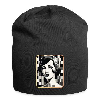 Pixelart Woman - Jersey-Beanie - Schwarz - Vorne