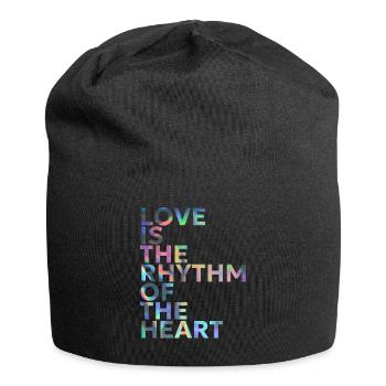LOVE IS THE RHYTHM OF THE HEART - Jersey Beanie - black - Front