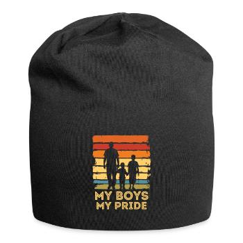 Father's Day father with two sons retro vintage - Jersey Beanie - black - Front