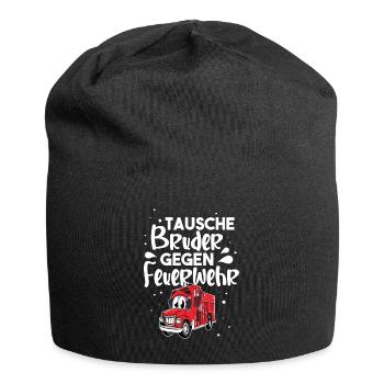 Tausche Bruder Gegen Feuerwehr - Jersey-Beanie - Schwarz - Vorne