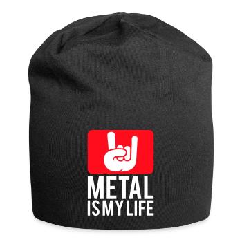 Heavy Metal Is My Life Hard Rock Hörner Text Logo - Jersey-Beanie - Schwarz - Vorne