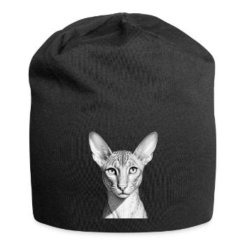 Lustige orientalische Kurzhaarkatze - Jersey-Beanie - Schwarz - Vorne