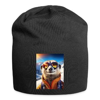 Erdmännchen im Skiurlaub - Jersey-Beanie - Schwarz - Vorne