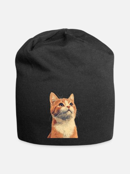 Cute Ginger Cat - Jersey Beanie - black