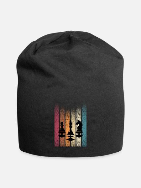 Retro Schachfiguren Schachspieler - Jersey-Beanie - Schwarz