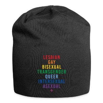 LGBTQIA+ Regenbogen Flagge Geschlechter - Jersey-Beanie - Schwarz - Vorne
