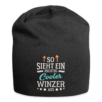 So sieht ein cooler Winzer aus Kellerei Wein - Jersey-Beanie - Schwarz - Vorne
