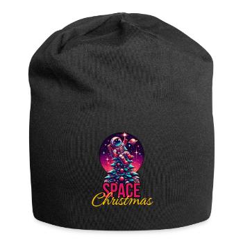 Astronaut with Christmas tree - Jersey Beanie - black - Front