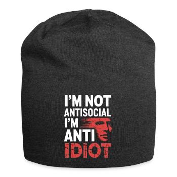 Kein Fan von Dummheit - Jersey-Beanie - Anthrazit - Vorne