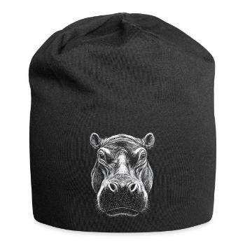 Nilpferd Portrait Flusspferd Wildtier Tier - Jersey-Beanie - Schwarz - Vorne