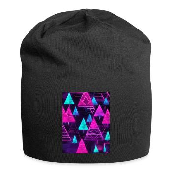 Neon-Tannenbäume im Cyberpunk-Stil - Jersey-Beanie - Schwarz - Vorne