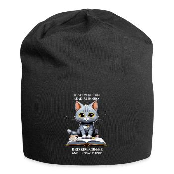Chat Intello et Café - Jersey Beanie - black - Front