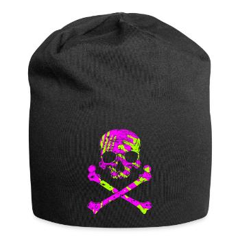 Crâne avec os - Bonnet en jersey - noir - Devant