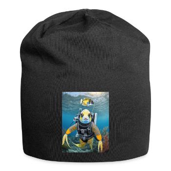 Poisson en combinaison de plongée 3 - Bonnet en jersey - noir - Devant