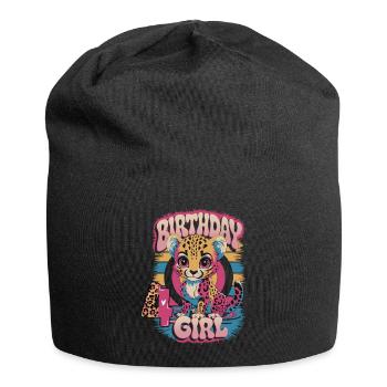 4th Birthday Leopard Girl - Jersey Beanie - black - Front