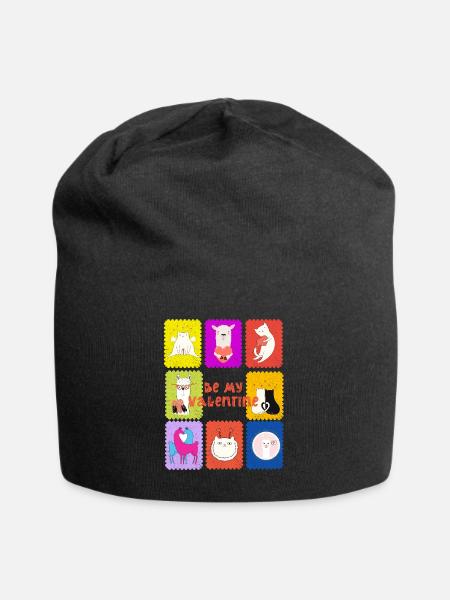 Paws and hearts: cute animals for Valentine's Day - Jersey Beanie - black