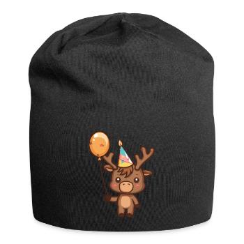 Elch Geburtstag Comic Süß - Jersey-Beanie - Schwarz - Vorne