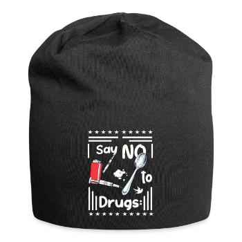 Sag NEIN zu Drogen - Jersey-Beanie - Schwarz - Vorne