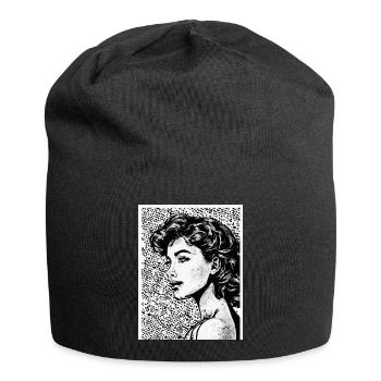 Portrait of a woman in pop art style - Jersey Beanie - black - Front