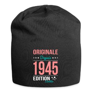 80-jähriges Jubiläum - Original seit 1945 - Jersey-Beanie - Schwarz - Vorne