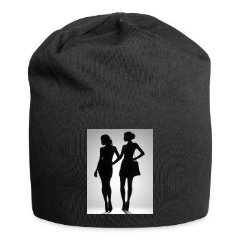 Silhouettes de deux personnes en robes - Bonnet en jersey - noir - Devant
