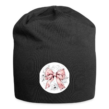 Schleife Seide Glamour Geschenk - Jersey-Beanie - Schwarz - Vorne