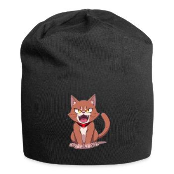 Anime Cat angry Photo Logo - Jersey-Beanie - Schwarz - Vorne