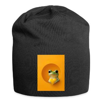 Frog Heart Cute Gift - Jersey Beanie - black - Front