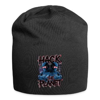 Retro Cyber Hackers – Hack The Planet Glitch Art - Jersey-Beanie - Schwarz - Vorne