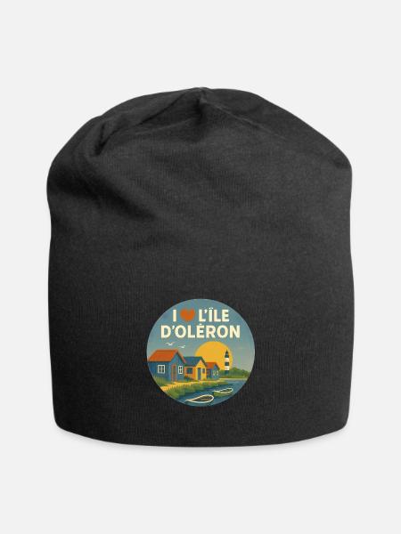 I love l'Ile d'Oléron - Bonnet en jersey - noir