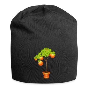 Small orange tree in flower pot - Jersey Beanie - black - Front