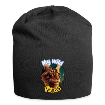 Wild Cat Friendship Illustration - Jersey Beanie - black - Front