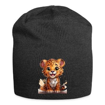 Playful cheetah motif for children - Jersey Beanie - charcoal grey - Front