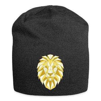 Tête de lion géométrique dans les tons dorés - Bonnet en jersey - charbon - Devant