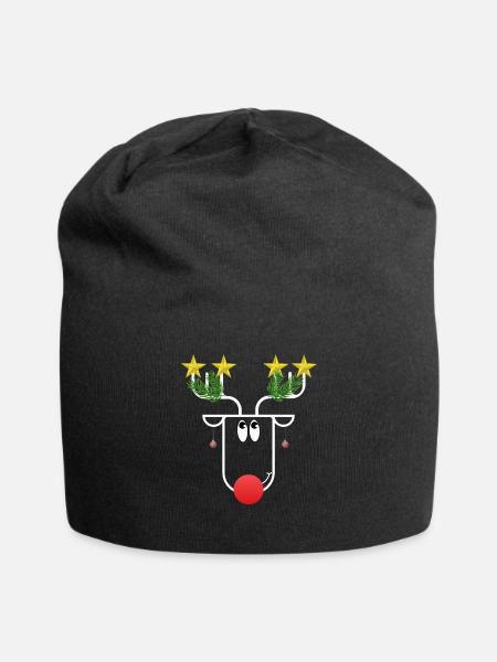 The somewhat different Christmas moose - mega funny - Jersey Beanie - black