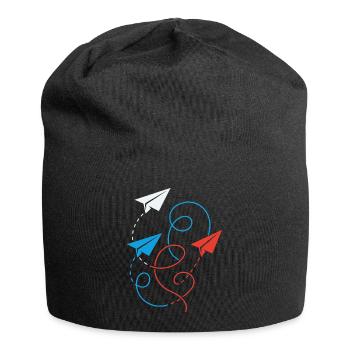 Papierflieger - Jersey-Beanie - Schwarz - Vorne