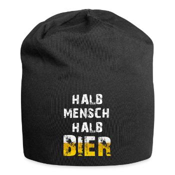 Halb Mensch Halb Bier Biertrinker Party Spruch - Jersey-Beanie - Schwarz - Vorne