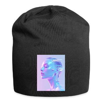 Holographic Glitch Portrait - Jersey Beanie - black - Front