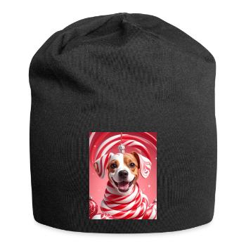 Chien canne à sucre de Noël - Bonnet en jersey - noir - Devant