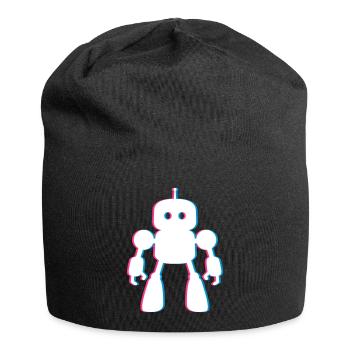 Roboter 3D-Effekt – Zukunft trifft KI Design - Jersey-Beanie - Schwarz - Vorne