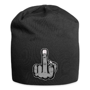 Middle Finger Stinky Finger Design Grey used - Jersey Beanie - black - Front