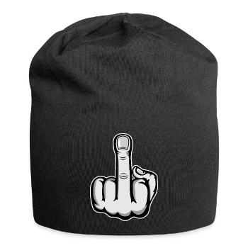 Middle Finger Cartoon Hand - Jersey Beanie - black - Front