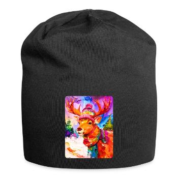 Renne avec chapeau à pompon - Bonnet en jersey - noir - Devant