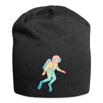 Vintage Aquarell Tiefseetaucher - Jersey-Beanie - Schwarz - Vorne